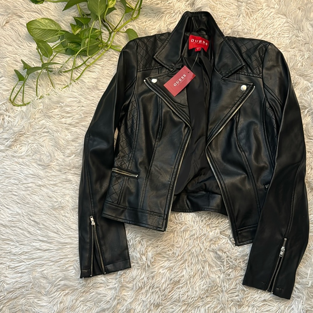 Guess faux leather cropped jacket